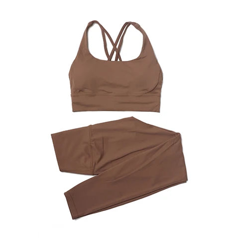 Women's Nylon Yoga Set – Sports Bra & Leggings 2-Piece