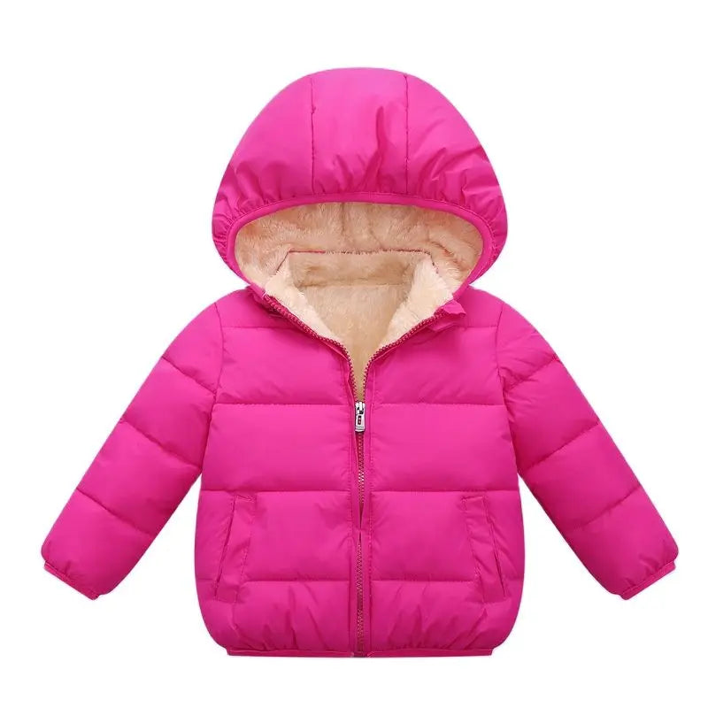 Kids Winter Hooded Puffer Jacket – Thick Fleece-Lined Coat for Boys & Girls