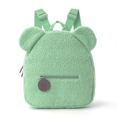 Cute Bear Ear Fleece Backpack for Kids – Girls School Bag