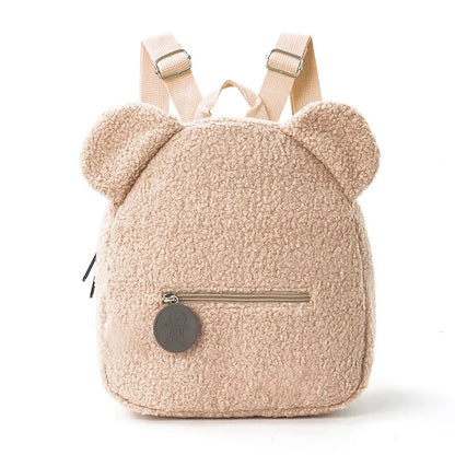 Cute Bear Ear Fleece Backpack for Kids – Girls School Bag