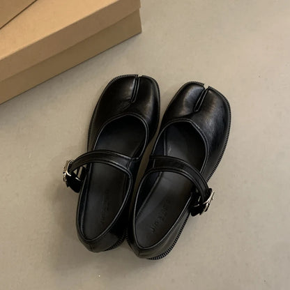 Split Toe Mary Jane Flats – Women's Soft Leather Tabi Shoes