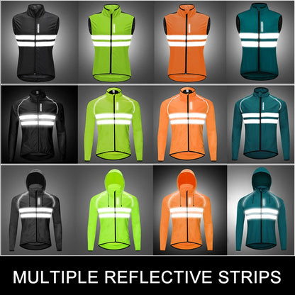 Cycling Windbreaker Jacket Men – Windproof Reflective Running Vest & Hooded Coat