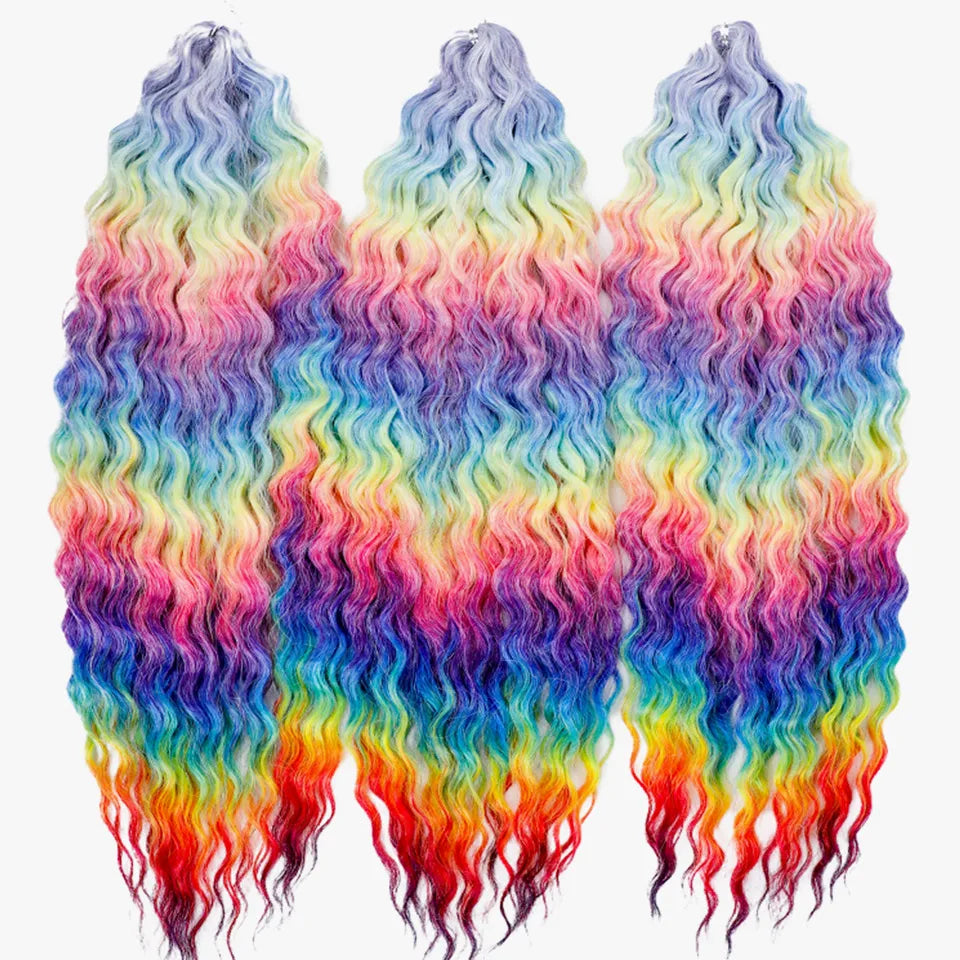 Idol 300g 22 Inch Ariel Curl Hair Water Wave Twist Crochet Synthetic Ombre Rainbow Color Braiding
