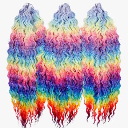 Idol 300g 22 Inch Ariel Curl Hair Water Wave Twist Crochet Synthetic Ombre Rainbow Color Braiding