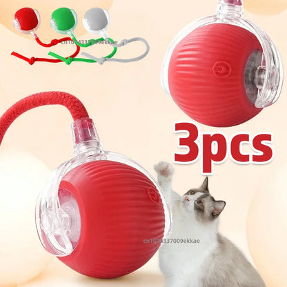 Interactive Rolling Ball Cat Toy with Tail – Rechargeable Smart Pet Toy