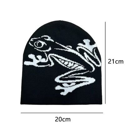 Tree Frog Print Beanie – Stretchy Knit Skull Cap