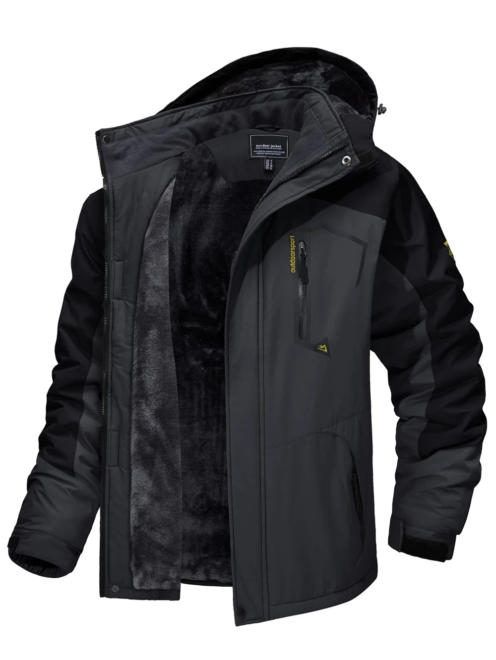 Men's Fleece-Lined Mountain Jacket – Removable Hood Hiking Coat