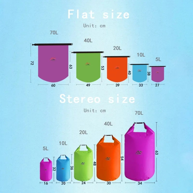 Waterproof Dry Bag – 5L 10L 20L 40L 70L for Kayaking, Camping & Hiking
