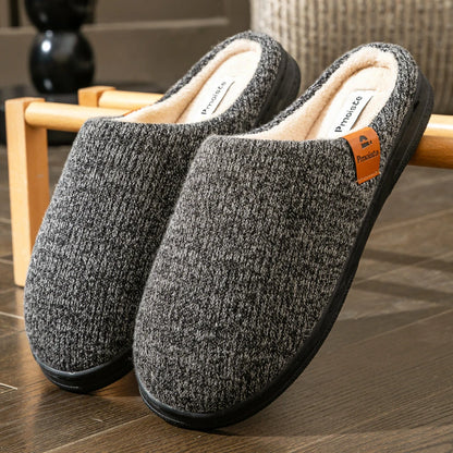 Winter Men S Slippers Memory Cotton Shoe Pad Tpr Large Sole Flat Bottom Anti Slip Warm Comfortable