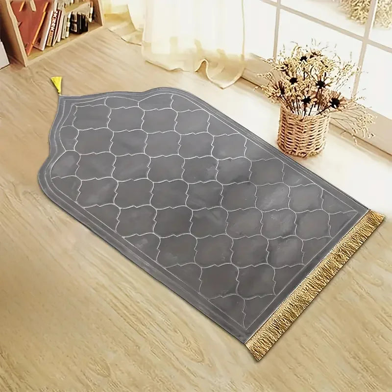 Islamic Prayer Rug – Soft Flannel Muslim Prayer Mat with Tassels