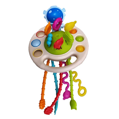 Baby Pull String Sensory Toy – Silicone Teething Rattle