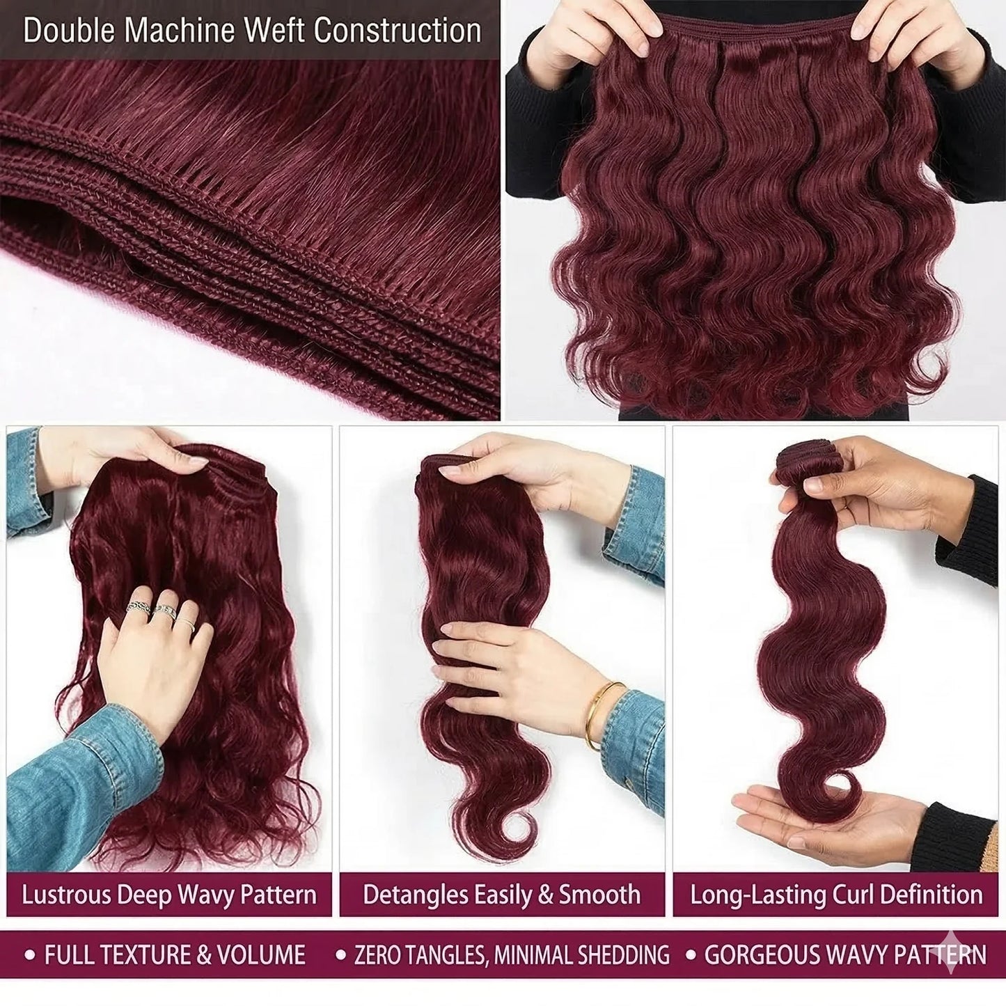 99j Burgundy Body Wave Bundles Human Hair Brazilian 16a Unprocessed 30 40 Inch Virgin Weave Raw