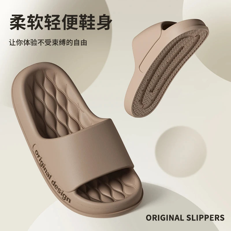 Men Trend Summer Slippers Soft Non-Slip Sole Cloud Sandals Home Beach Indoor Outdoor - Soft