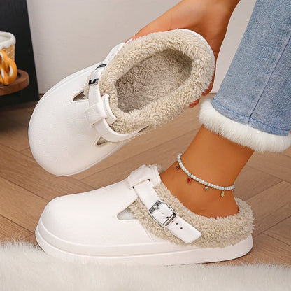 Winter Warm Fluffy Clogs Slippers Women Eva Waterproof Non Slip Home Slides Woman Lightweight Soft