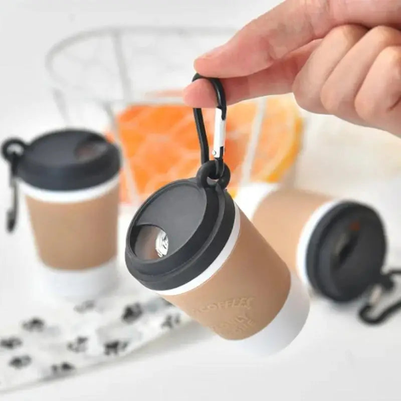 Dog Poop Bag Dispenser – Coffee Cup Design with Carabiner Clip