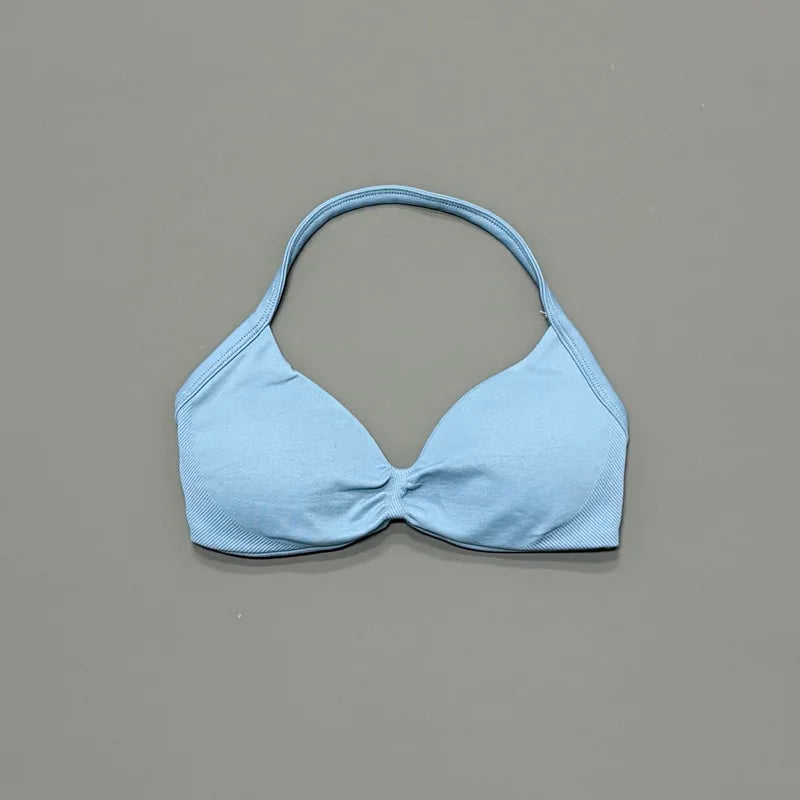 Women's Strappy Sports Bra – Padded Push-Up Gym Top
