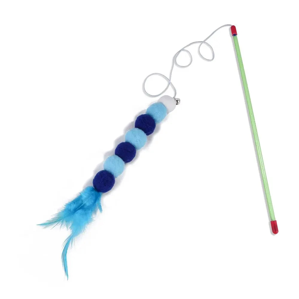 Cat Wand Toy – Elastic String Faux Fur Bug Teaser Stick