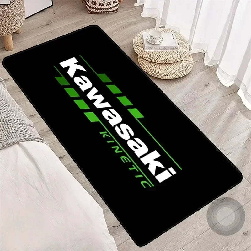 Kawasaki Motorcycle Area Rug Anti-Slip Floor Mat for Garage & Home Decor