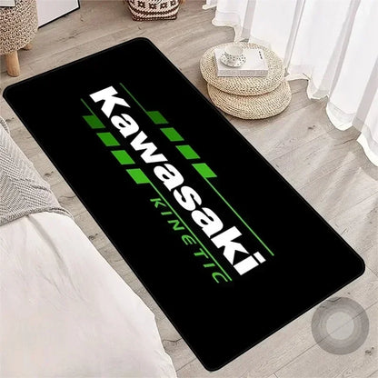 Kawasaki Motorcycle Area Rug Anti-Slip Floor Mat for Garage & Home Decor
