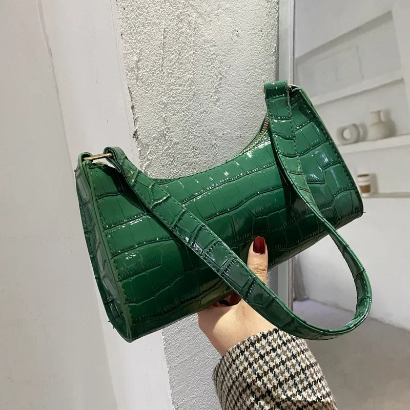 Retro Crocodile Pattern PU Leather Shoulder Bag – Women's Clutch Purse