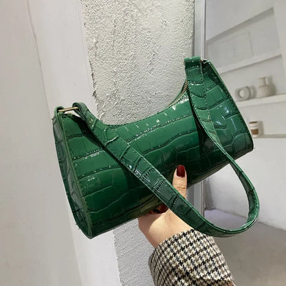 Retro Crocodile Pattern PU Leather Shoulder Bag – Women's Clutch Purse