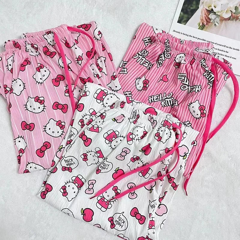 Hello Kitty Pajama Pants – Anime Cartoon Sanrio Sleepwear Trousers