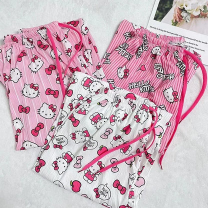 Hello Kitty Pajama Pants – Anime Cartoon Sanrio Sleepwear Trousers