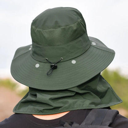 Sun Hat with Face Cover & Neck Flap – Outdoor Fishing Hat