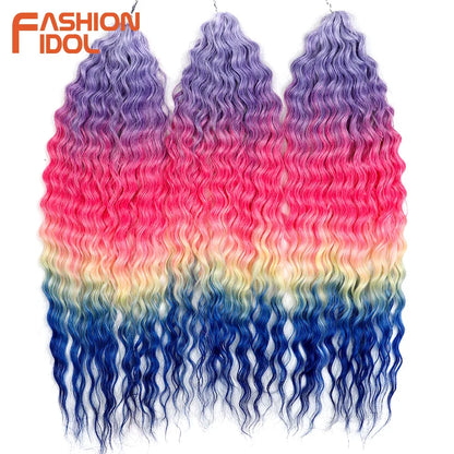 Idol 300g 22 Inch Ariel Curl Hair Water Wave Twist Crochet Synthetic Ombre Rainbow Color Braiding