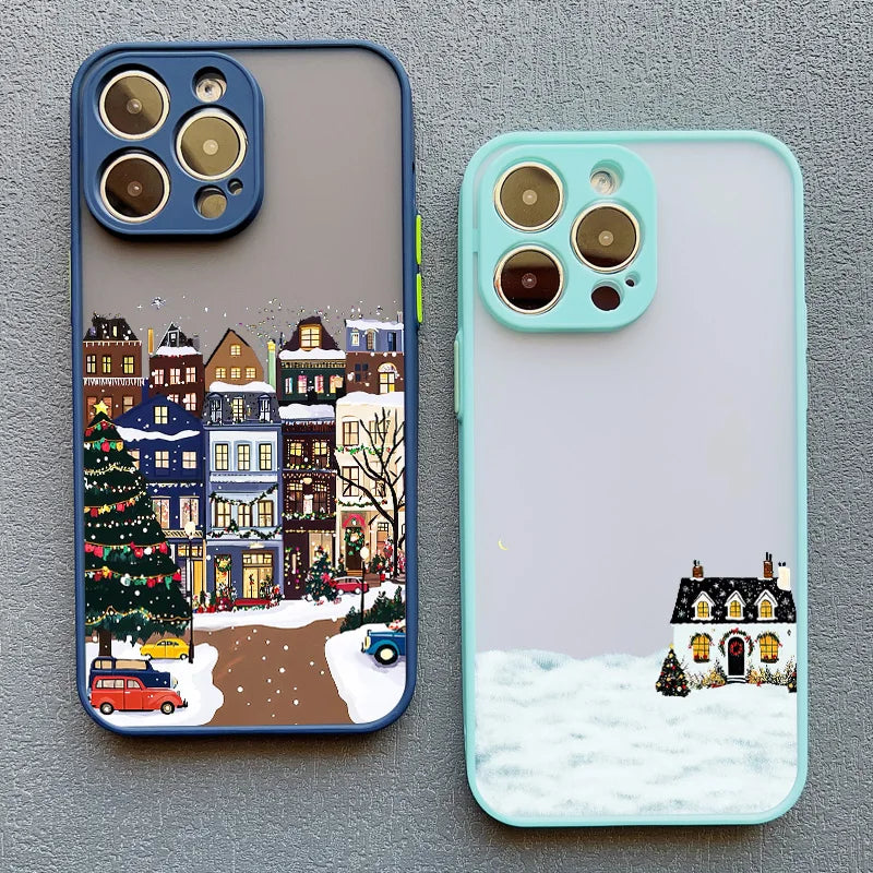 Rural Building Snow Scenery Phone Case Iphone 16 15 Pro Max Plus 14 13 12 Mini 11 Xs X Xr 7 8