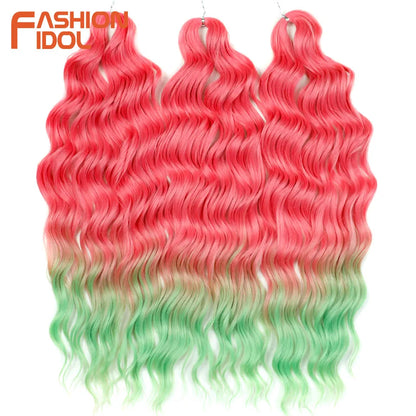 Anna 24 Inch Synthetic Hair Water Wave Braiding Extensions Ombre Blonde Deep Afro Curl Twist Crochet