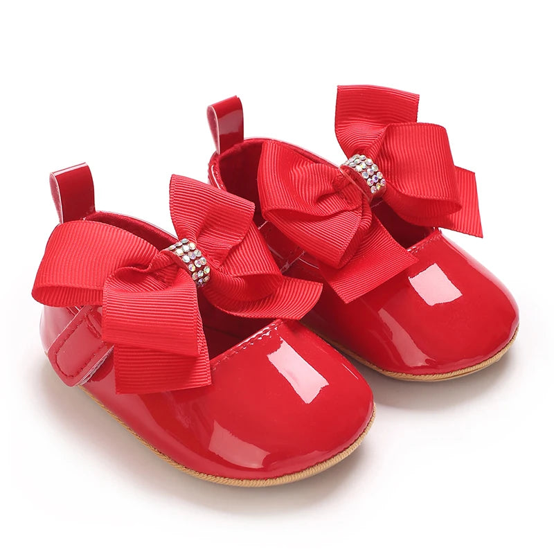 Baby Girl Bow Shoes – Soft Sole Princess Flats