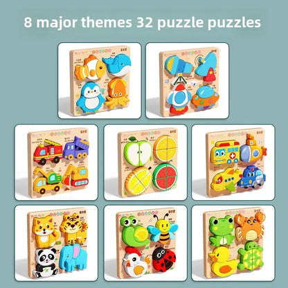 Montessori 3D Wooden Animal Puzzle for Kids