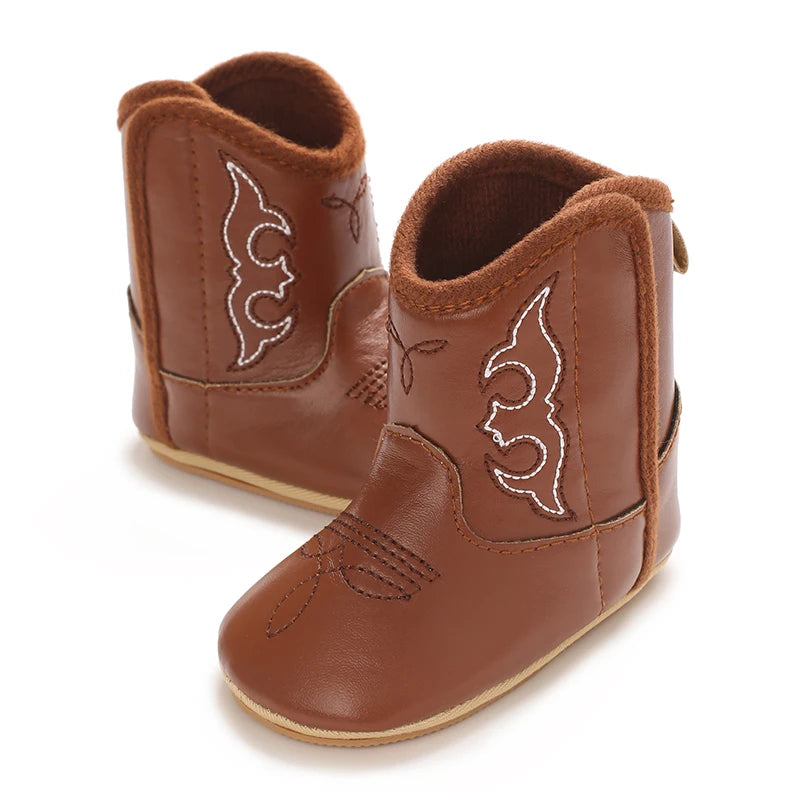 Baby Cowboy Boots Soft Sole Non-Slip Crib Shoes for Infant Toddler