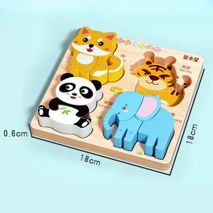 Montessori 3D Wooden Animal Puzzle for Kids