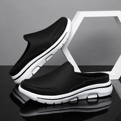 Men's Breathable Mesh Slip-On Mules – Thick Sole Indoor Outdoor Slides