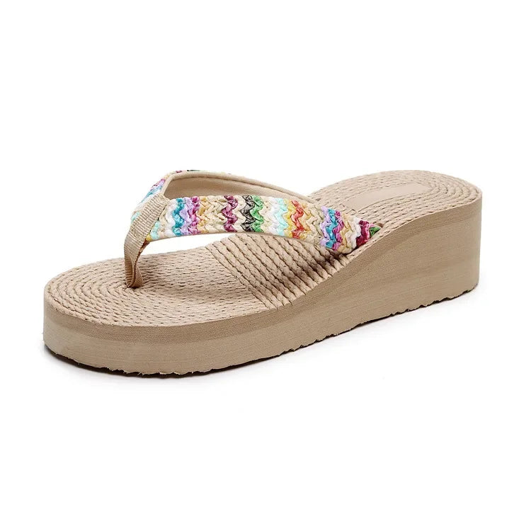 Women Flip Flops Summer Beach Platform Slippers Casual Outside Wedges Sandals Shoes
