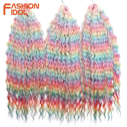 Idol 300g 22 Inch Ariel Curl Hair Water Wave Twist Crochet Synthetic Ombre Rainbow Color Braiding