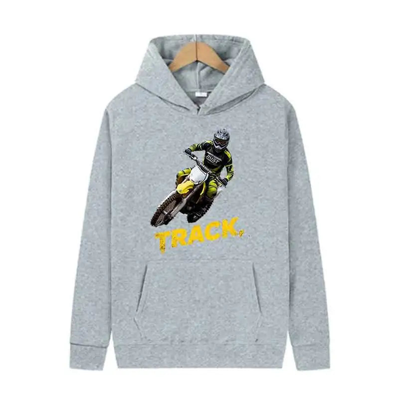 Track Print Hoodie Casual Streetwear Pullover Sweatshirt