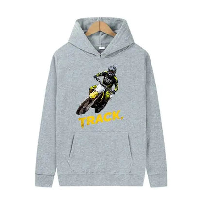 Track Print Hoodie Casual Streetwear Pullover Sweatshirt