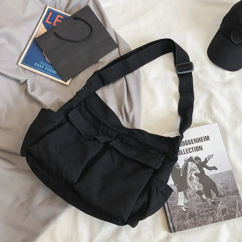 Canvas Crossbody Shoulder Bag – Large Capacity Retro Messenger Bag