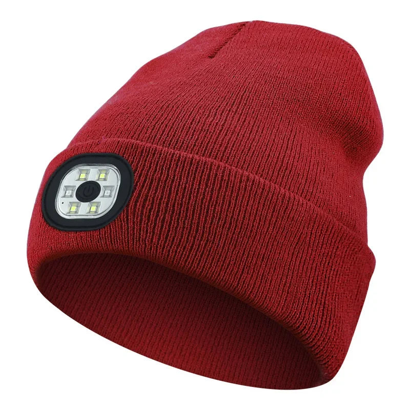 LED Beanie Hat with Built-In Headlamp – USB Rechargeable