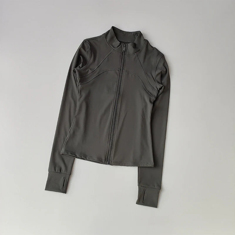 Women's Full-Zip Yoga Sports Jacket – Standing Collar Running Top