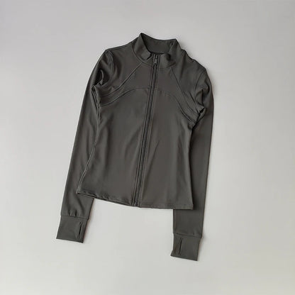 Full-Zip Athletic Jacket – Women's Slim Fit Stand Collar Sports Top