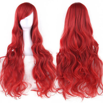 Soowee Curly Long Synthetic Hair Green Wig Hairpiece Pink Black Party Cosplay Wigs Women
