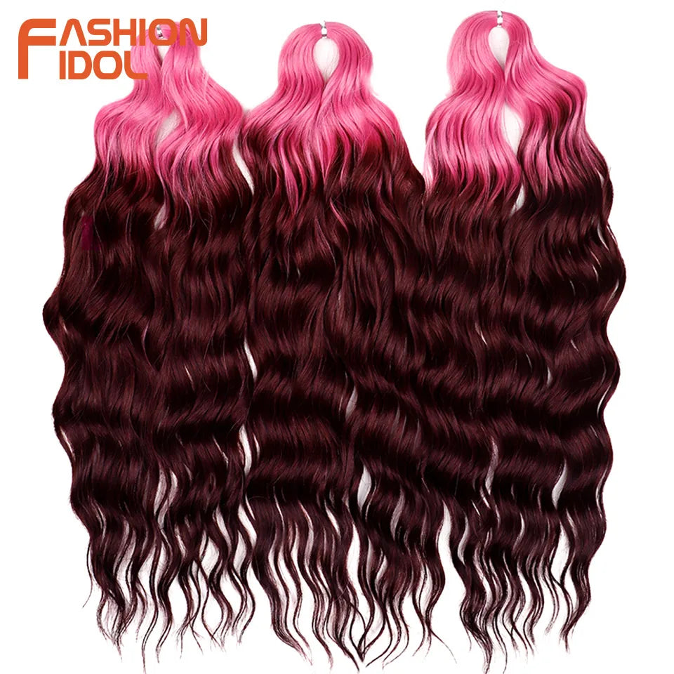 Anna 24 Inch Synthetic Hair Water Wave Braiding Extensions Ombre Blonde Deep Afro Curl Twist Crochet