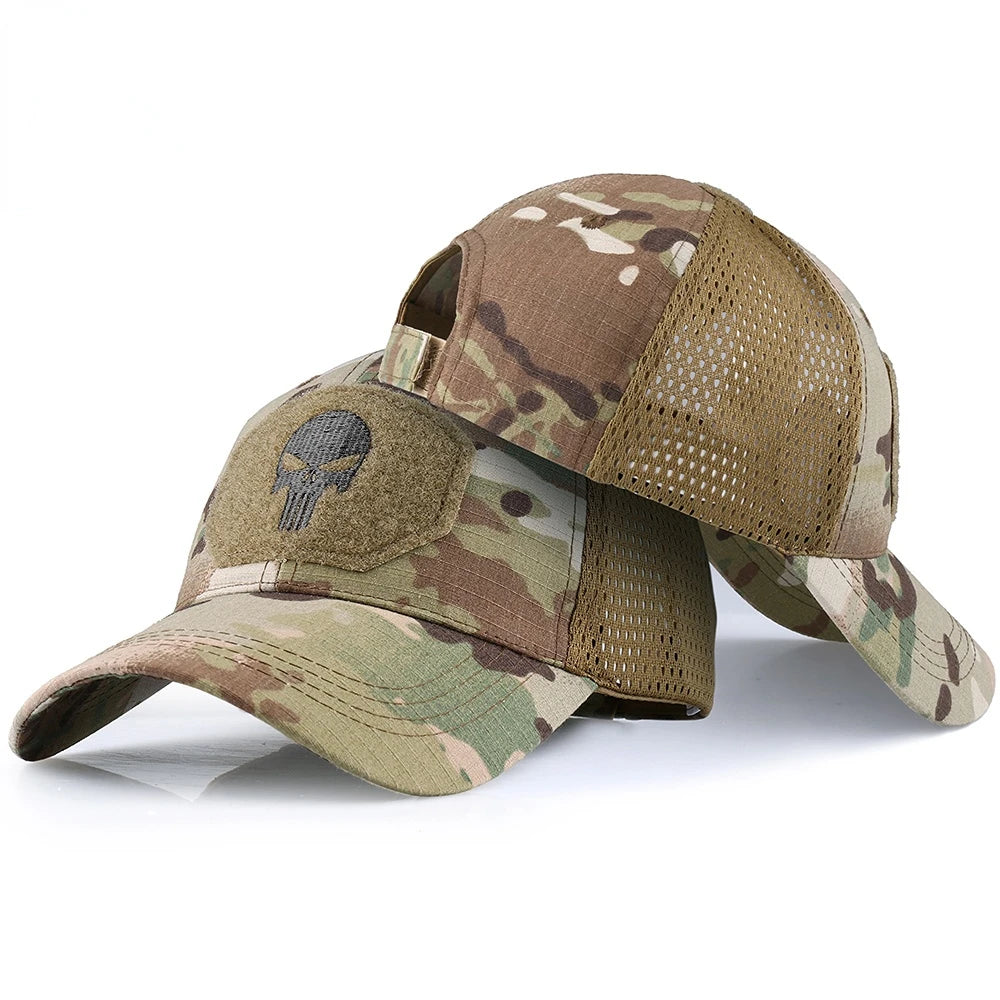 Tactical Camo Baseball Cap – Mesh Breathable Outdoor Hat