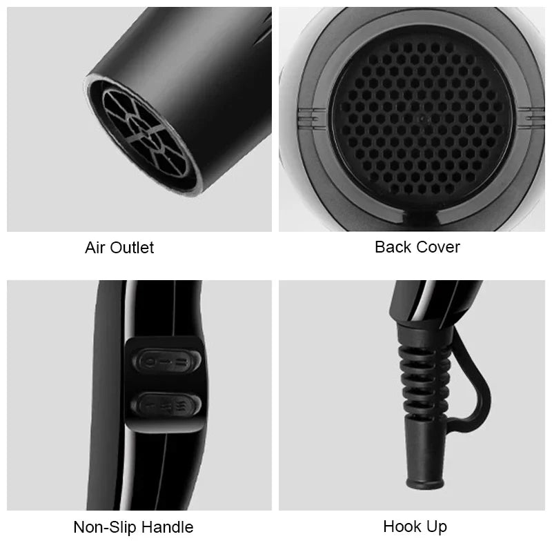 Professional 2200W Ionic Hair Dryer – Fast Heating with Accessories Set