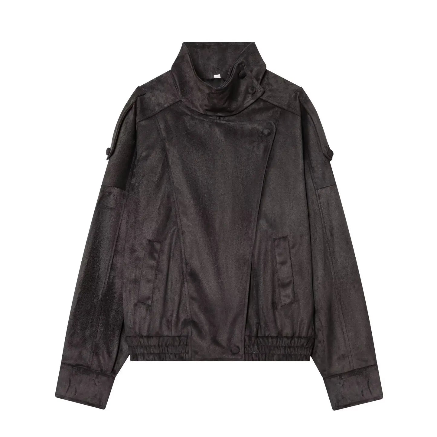 Women's Faux Leather Motorcycle Jacket Long Sleeve