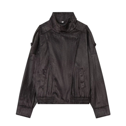 Women's Faux Leather Motorcycle Jacket Long Sleeve